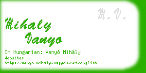 mihaly vanyo business card
